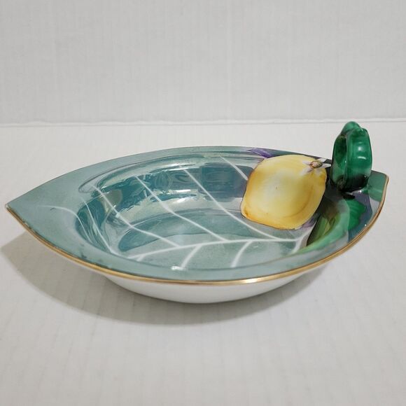 Antique c. 1918 Noritake Morimura Japan Handpainted Lemon Bowl with Ring Handle - Picture 1 of 7